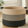 Artfeel 100L Large Cotton Rope Basket, Decorative Woven Blanket Storage for Living Room, Boho Toy Storage & Toy Box for Kids, Versatile Laundry Basket & Nursery Hamper for Blankets(BlackBrown) by Artfeel