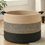 Artfeel 100L Large Cotton Rope Basket, Decorative Woven Blanket Storage for Living Room, Boho Toy Storage & Toy Box for Kids, Versatile Laundry Basket & Nursery Hamper for Blankets(BlackBrown) by Artfeel