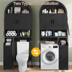 Itaar Arched Over The Toilet Storage Cabinet, 78.7" H Fluted Bathroom Organizer with Reversible Side Cabinet, Adjustable Shelves, Anti-Tipping, Hooks & Paper Holder for Bathroom Laundry Room, Black - Image 5