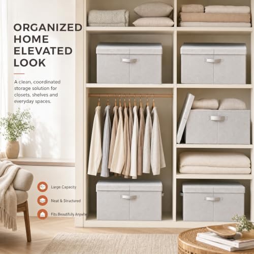 Foldable Storage Bins with Lids, Stackable Closet Organizers 2 Pack, Large - Image 6