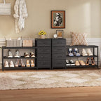 EXOTICA Industrial Shoe Storage Bench with 4 Drawers & Seat, Black - Image 6