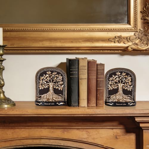 Tree of Life Bookends, Black Gold 2 Non-Skid Heavy Decorative Bookends for Shelves Or Bookcase, Elegant Bookends for Library Office Decor, Home Décor Gift - Image 7