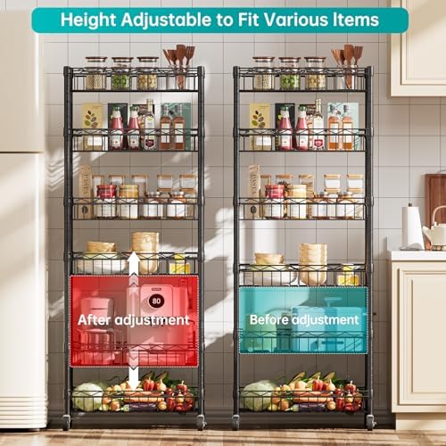 SINGAYE 6 Tier Shelf Wire Shelving Adjustable Storage Shelves Basket Rack - Image 3