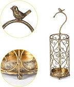 Umbrella Rack Stand,Umbrella Rack for Entryway,Canes Walking Sticks,Cast Iron Bird Handle and Drip Tray (Antique Gold) - Image 3