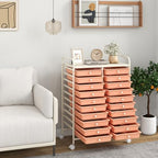 Giantex 20 Drawers Rolling Cart, Mobile Storage Drawer Cart, Classroom Organizer for Office School Supplies Tools Scrapbook Paper Craft Small Printer, Utility Stand on Wheels, Peach - Image 2