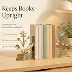 Book Ends Decorative Bookends for Shelves, Floral Bookends Book Stoppers, Elegant Bookshelf Decor Flower Design for Home Office Desk Room Decor - Image 2