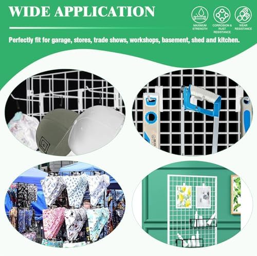 40Pcs 4" Gridwall Display Hooks Assortment Set, White Metal Grid Wall Panel Hanging Display Hook for Garage Shop Retail Storage, Wire Diameter 5mm// 0.2” - Image 7