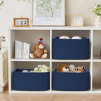 4 Pack Large Storage Basket for Organizing, 17.5"x13"x7" Woven Basket for Shelves, Closet Cube Storage Bins with Wrapped Handle, Cotton Rope Baskets for Kitchen, Clothes, Toys(Navy Blue) - Image 6