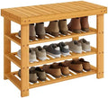 SONGMICS Shoe Rack Bench, 4 Tier Bamboo, 11.3 x 27.6 x 20.5 Inches by SONGMICS