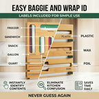 Atlas Lane Supply 9 in 1 Bamboo Storage Bag Organizer for Kitchen Drawer, Bamboo Kitchen Drawer Organizer with Cutter, Foil and Plastic Wrap Dispenser, Storage: Gallon, Quart, Sandwich and Snack Bags - Image 7