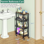OKZEST 4-Tier Slim Rolling Storage Cart for Bathroom, Laundry Room, Kitchen - Image 5