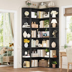 FOTOSOK 72" Tall Corner Bookshelf, 6-Tier Bookshelf and Bookcase, Black by FOTOSOK