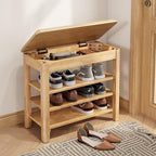 IUNVR Shoe Rack Bench Seat Rubberwood 3-Tier Wooden Storage Bench 550lbs Compact Mid-Century Modern Design for Entryway, Hallway, Closet, Front Door Entrance, Foyer by IUNVR
