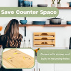 Bamboo 3-in-1 Wrap Dispenser with Cutter - 13" Rolls - 4 Units - Image 6