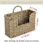 BTSKY Woven Hanging Magazine Holder, Seagrass Magazine Basket, Wall Mounted Storage Basket for Books & Files, Wall File Organizer Magazine Rack with Handle for Home & Office - 12x4.3x7.9 Inch - Image 3