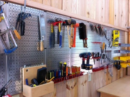 Wall Control 30WRK400GVR 4-Feet Metal Pegboard Standard Tool Storage Kit with Galvanized Toolboard and Red Accessories - Image 7