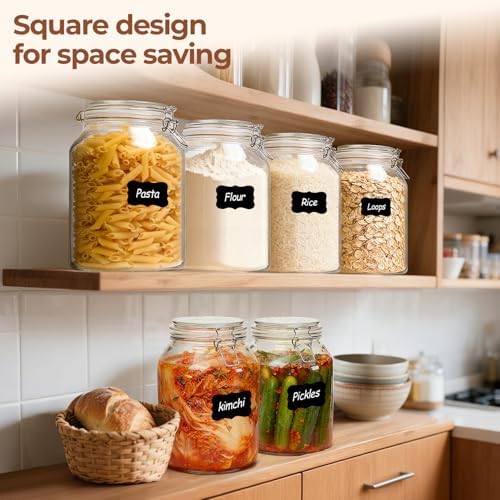 ComSaf Large Glass Jars with Airtight Lids 1.1 Gallon 2 Pack Wide Mouth - Image 6