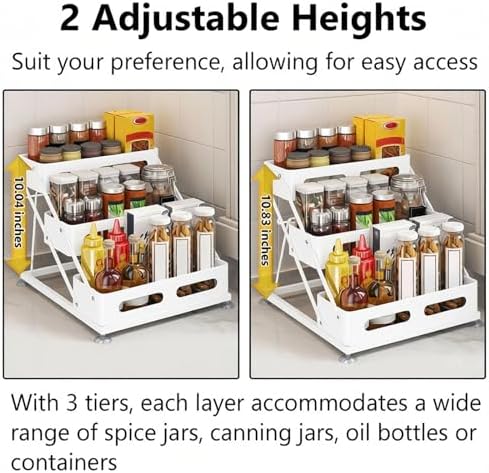 Ceetug 3 Tier Foldable Spice Rack, White - Image 4