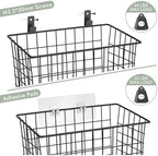 Wall Hanging Baskets, 3 Wooden Wire Bins with Hooks & Adhesive Mount(Large) - Image 5