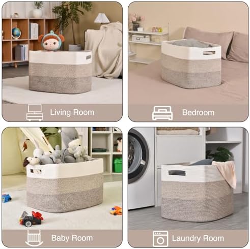 ICERZCZ Extra Large Blanket Basket for Living Room Gradient Brown 25x16x16 - Image 4