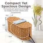 Cable Management Box, Handmade Rattan Cord Organizer for Power Strip - Image 2