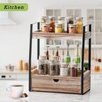 Boulphia 2-Tier Bathroom Organizer Countertop, Bathroom Sink Organizer Countertop, Vanity, Counter Shelf, Brown - Image 2
