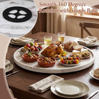 2 Pcs 20'' Wood Lazy Susan for Countertop Acacia Large Turntable Rotating Serving Tray for Table Top Non Skid Kitchen Tray Revolving Condiment Spice Rack Table Organization Storage, White - Image 5