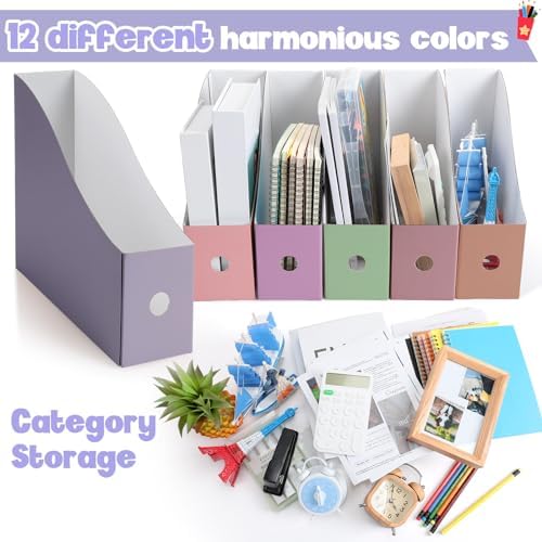 Colarr 48 Pcs Cardboard Magazine File Holder Book Bins, Vivid Color - Image 3