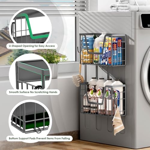 Grey Magnetic Shelf for Fridge, 2-Pack Potato and Onion Storage Bin - Image 3