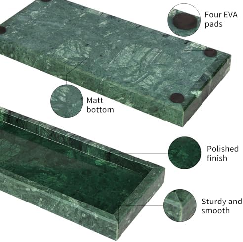 Marble Bathroom Vanity Tray, Blackish Green, 12"x 5" x1.2" - Image 3