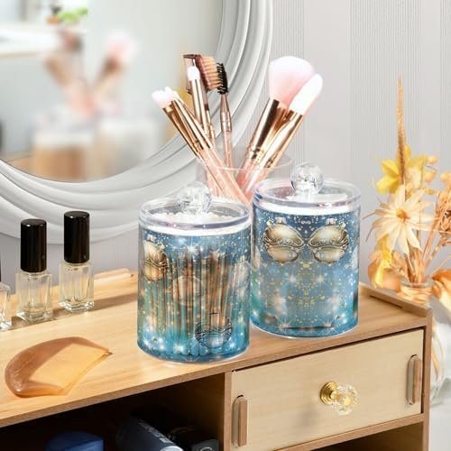 MNSRUU 4 Pack Qtip Holder Organizer Dispenser Christmas Bell Ornaments Bathroom Storage Canister Cotton Ball Holder Bathroom Containers for Cotton Swabs/Pads/Floss - Image 3