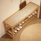 latifolia Shoe Rack Bench, 3-Tier Bamboo Shoe Bench with Breathable Rattan Seat Cushion, Shoe Storage Rack for Entryway(Nautre,39.70''L) - Image 7