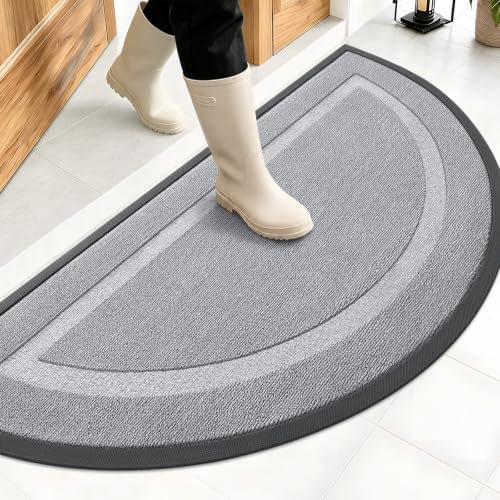 OLANLY Half Circle Front Door Mat Outside 47x23 All-Season Rubber Doormat by OLANLY
