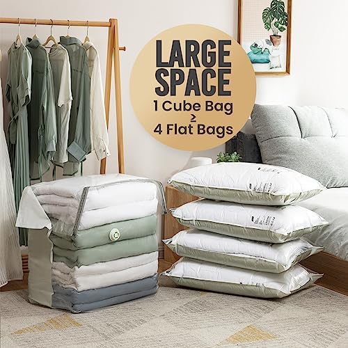 TAILI 6 Pack Vacuum Storage Bags, Extra Large Cube (40x28x18x18 inch),Cream - Image 3