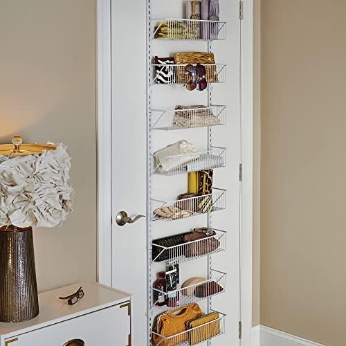ClosetMaid 97535 Wall or Door Adjustable (8) Basket Organizer, 6.614-Inch D x 77.165-Inch H x 17.992-Inch W, White - Image 5