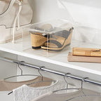 mDesign Stackable Plastic Closet Storage Container Bin Box with Hinge Lid for Organizing Shoes, Booties, Pumps, Sandals, Wedges, Flats, Heels - Lumiere Collection - 4 Pack - Clear - Image 3