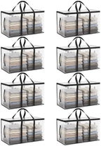 CONGREGATE Extra Large Heavy Duty Moving Bags 8‑Pack Semi‑Transparent, Storage Bags with Zipper & Handles, Waterproof Tote Bags for Clothes Packing Moving Dorm Home Closet Quilt Clothing Storage - Image 2