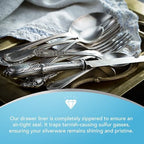 Hagerty Zippered Flatware Storage Drawer Liner –Tarnish Preventative Silverware Organizer, Large Container, Cutlery Holder, and Utensil Keeper Bag, Made in USA, Kosher Certified,Blue, 19" x 12" x 2.5" - Image 4