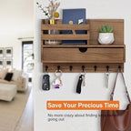 Key Holder Wall Mount, Mail Organizer with 7 Hooks and Storage Drawer - Image 6