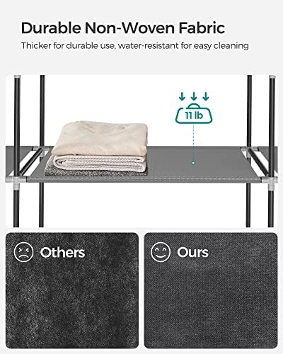 SONGMICS Portable Closet with Cover, 4 Hanging Rods and Shelves - Image 6