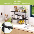 Across-Star Expandable Cabinet Shelf Organizer Rack, Stackable Kitchen Counter Storage Shelves Stand, Adjustable Height Pantry Shelf Spice Rack - Image 3