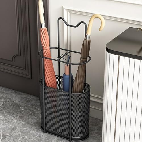 Metal Umbrella Holder Stand,Metal Umbrella Stand for Entryway, Stand Cane Holder with Drip Tray, Umbrella Rack Storage Bin Freestanding,Black - Image 5