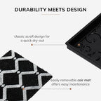 Anji Mountain Heavy Duty Waterproof Wooden Shoe Storage Mat Organizer/Boot Storage Tray Multi Use for Entryway with Coir, Black and Ivory Diamond Insert, 2 Tier, Fits 6 Pair (36.5" Wide) - Image 4