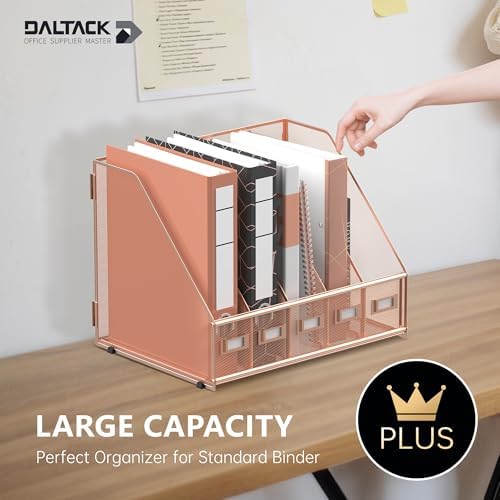 DALTACK 5-Slot Magazine File Holder, Metal Binder Holder, Rose Gold - Image 2