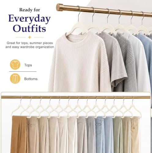 HOUSE DAY Ivory Velvet Hangers 60 Pack, Sturdy Non Slip Hanger Wrinkle-Free - Image 4