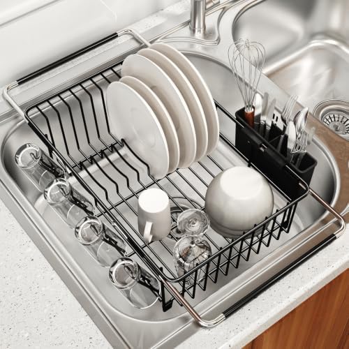 MAJALiS Expandable Dish Drying Rack Over Sink with Anti-Slip Grip by MAJALiS