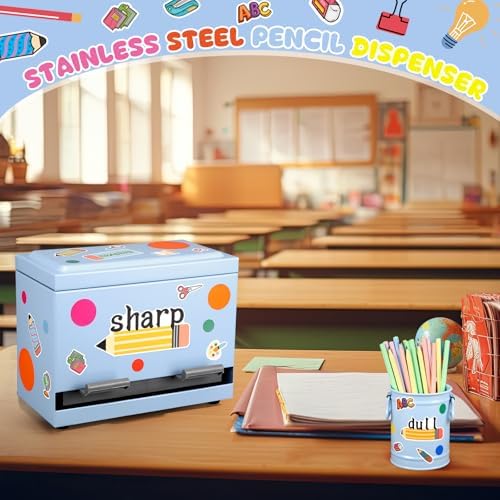 Mifoci 8 Pcs Pencil Dispenser for Classroom Stainless Steel, Light Blue - Image 7