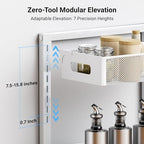 TISTAYA Pull-Out Under Kitchen Sink Organizer, Metal Functional Under Sink Organizer, Height Adjustable Under Bathroom Sink Organizer, Under Sink Storage for Kitchen Bathroom Cabinet (White) - Image 4