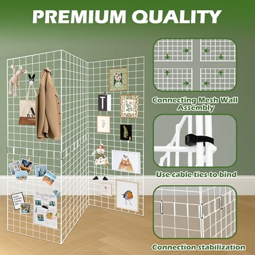 Grid Wall Panels 3 Pcs, Commercial Grade Gridwall Panels, Metal Grid Wall Panel Display Stand, You Can DIY 6 Pack 2'x3' or 3 Pack 2'x6', White - Image 5