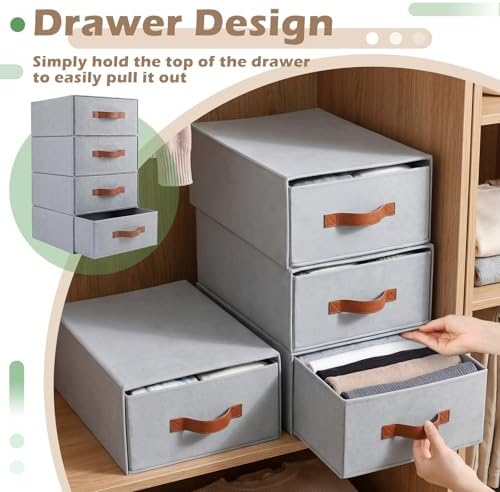 Windyun 4 in 1 Stackable Dorm Under Bed Storage Drawers, Gray - Image 4